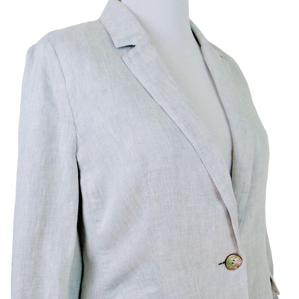 J Jill Size M Linen Lurex Single Button Lightweight Blazer Jacket Gray - Picture 7 of 10